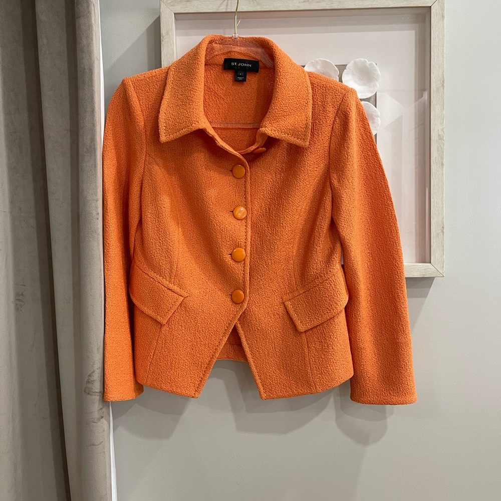 St. John Orange Button Front Blazer